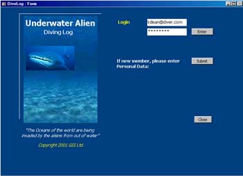 Login screen